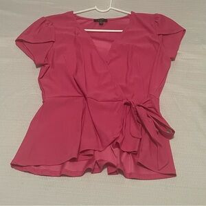 Chic Fuchsia Wrap Blouse